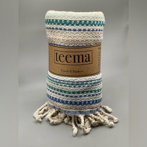 NEW Teema "The Blue Shoreline" Turkish Towel with tags 70"x38" (bath sheet size)